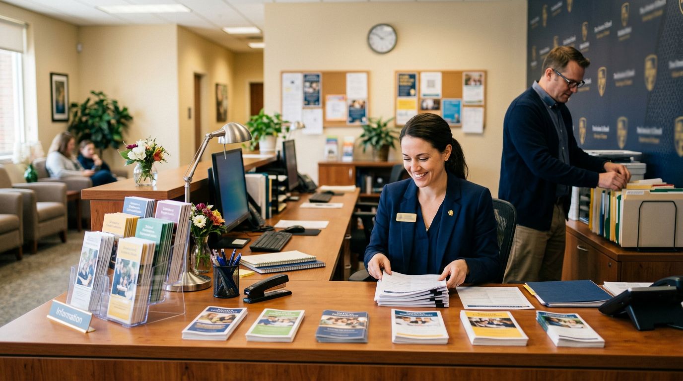 School administration office reception area